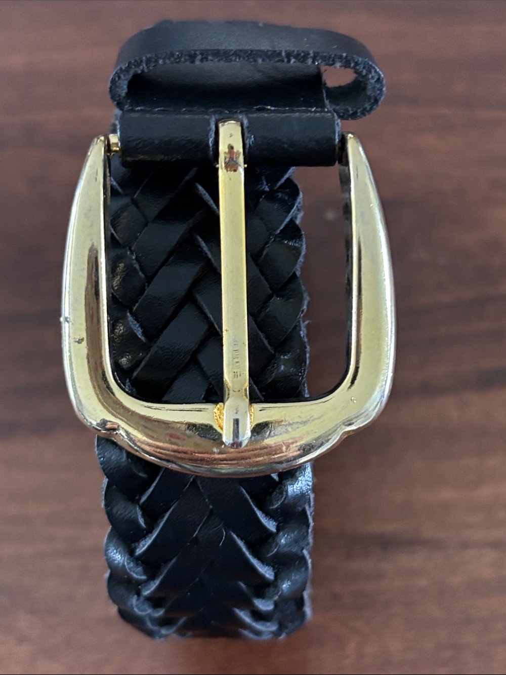 Belt - black woven leather.
